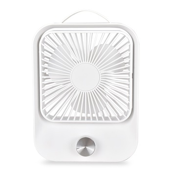 Ventilator portabil pentru birou, 2.6 W, acumulator 2400 mAh, incarcare 3 ore, autonomie pana la 7 ore, reincarcabil USB, Ideas4Comfort, alb Ventilator portabil pentru birou, 2.6 W, acumulator 2400 mAh, incarcare 3 ore, autonomie pana la 7 ore, reincarcabil USB, Ideas4Comfort, alb