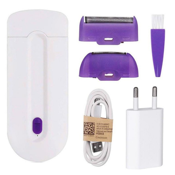 Epilator portabil cu incarcare USB, elegant, cu tehnologie Sensa-Light, fara durere, alb