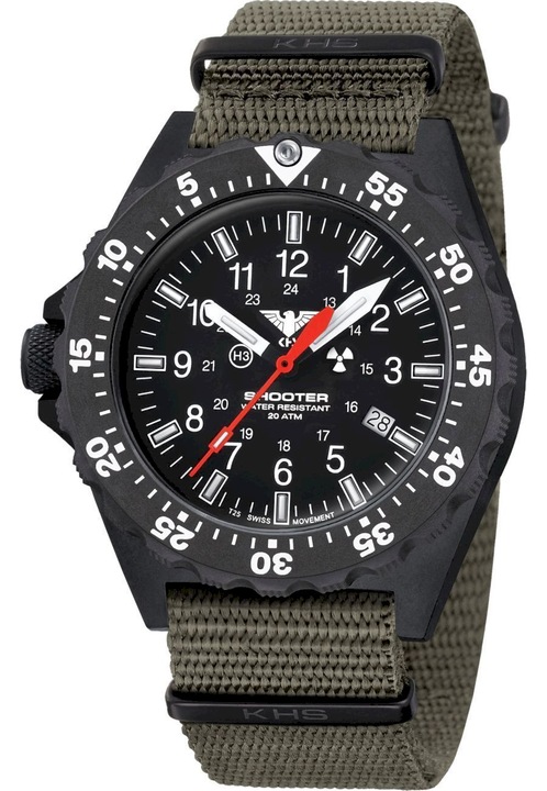 Ceas barbati, KHS, Analog, 20ATM, Kaki/Negru