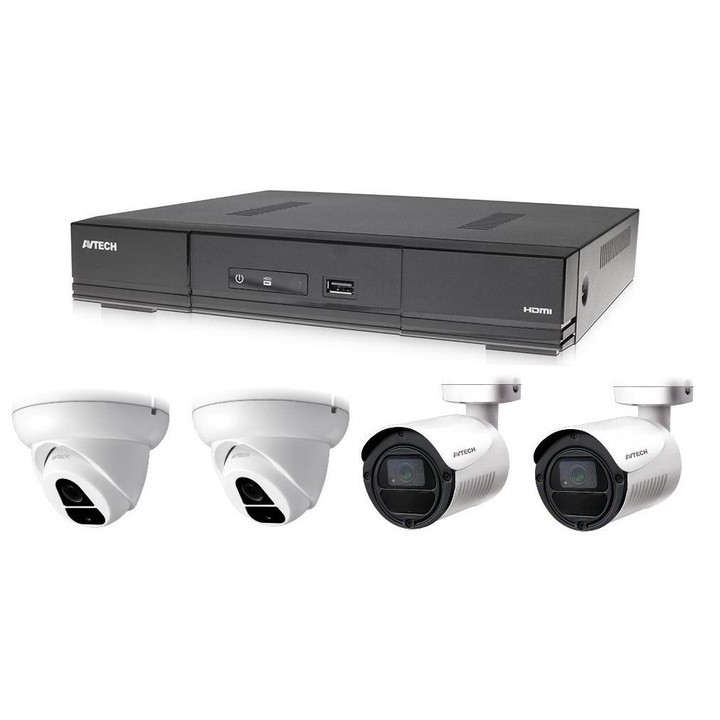 Kit supraveghere DVR+2 Camere DGD1005AV+2 Camere DGC10004XFT+2 Surse Alimentare OXE, Avtech, CMOS, 1936x1096p, 25/30FpS