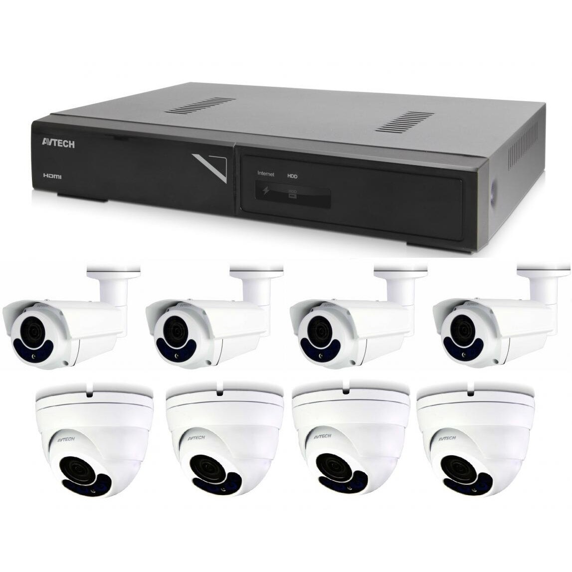Kit supraveghere NVR+4 Camere DGM2443SVSE+4 Camere DGM2643SV+8 Cabluri UTP, Avtech, IP, CMOS, 1936x1096p, 30FpS