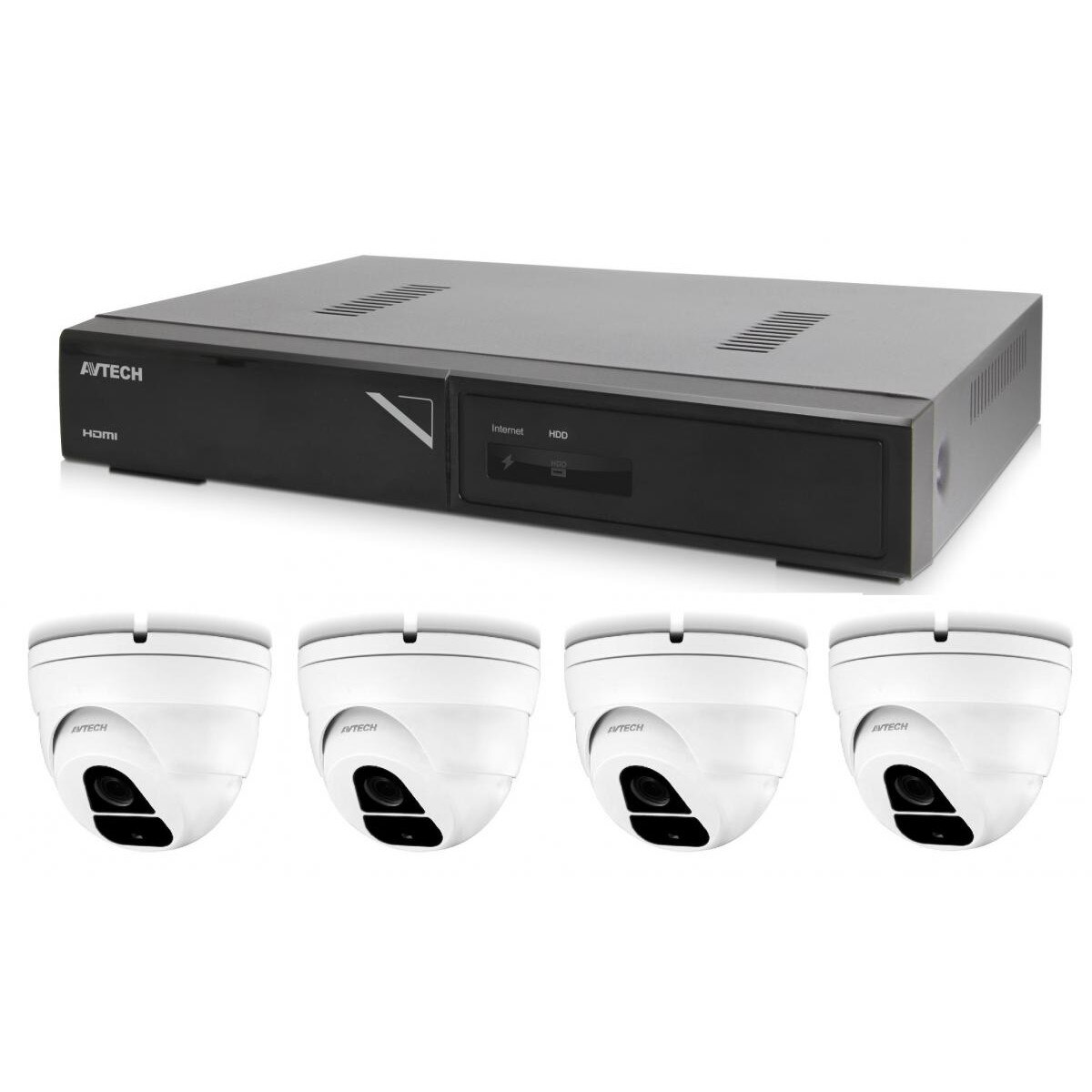 Kit supraveghere NVR+4 Camere DGM2203SVSE+4 Cabluri UTP, Avtech, IP, CMOS, 1936x1096p, 30FpS