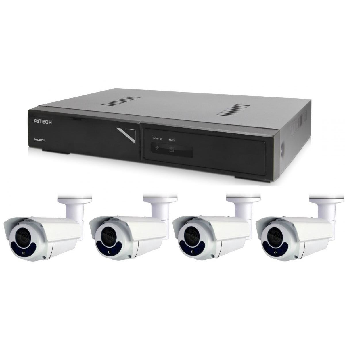 Kit supraveghere NVR+4 Camere DGM5606+4 Cabluri UTP, Avtech, IP, CMOS, 2592x1944, 40m