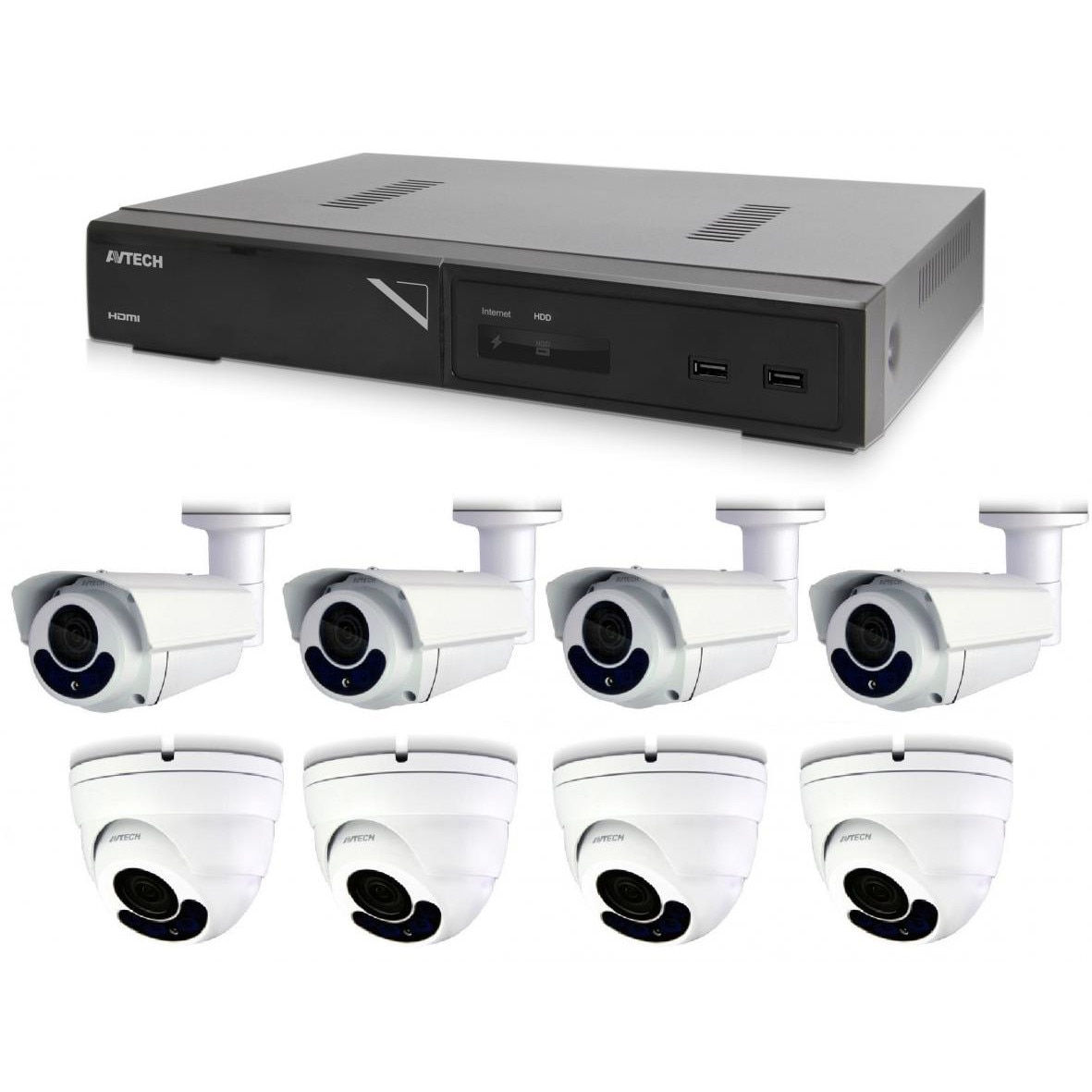 Kit supraveghere NVR+4 Camere DGM5406ASE+4 Camere DGM5606+8 Cabluri UTP, Avtech, IP, 40m