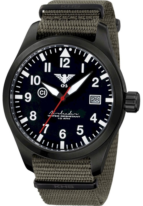 Ceas barbati, KHS, Analog, 50mm, Kaki/Negru