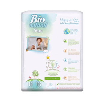 Scutece Sleepy Bio Natural Marime 6 XLarge , 15-27kg, 16 bucati Scutece Sleepy Bio Natural Marime 6 XLarge , 15-27kg, 16 bucati