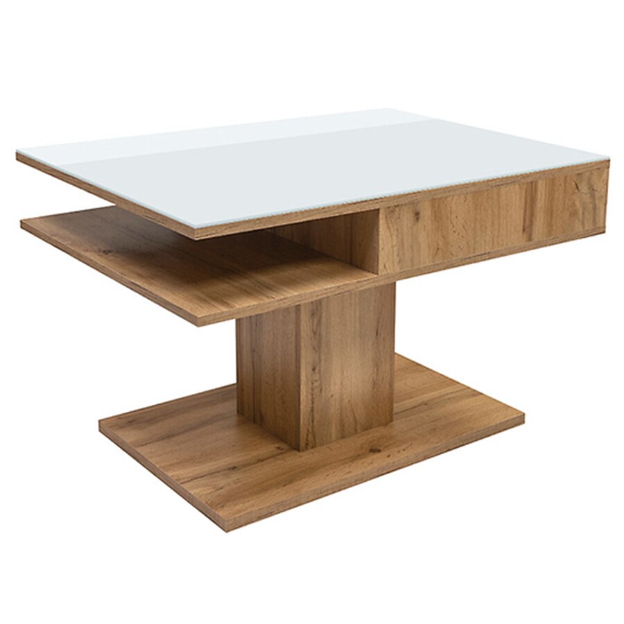 Masuta Genarom Campo, Stejar Wotan / Sticla Alba, 80 x 60 x 50 cm