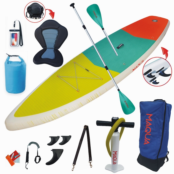 Set placa Paddelboard SUP, surf gonflabila Kayak, 330 cm x 84cm x 15cm MAQUA