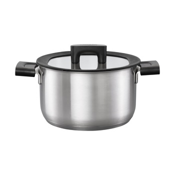 Oala, Fiskars Hard Face, 3,5 l, Otel inoxidabil, cu capac, Inductie Oala, Fiskars Hard Face, 3,5 l, Otel inoxidabil, cu capac, Inductie