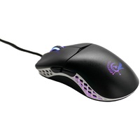 Mouse gaming Ducky White Feather, ultrausor 65g, cablu paracord, 16k DPI, clickswitch Omron D2FC-F-K, Negru-Alb