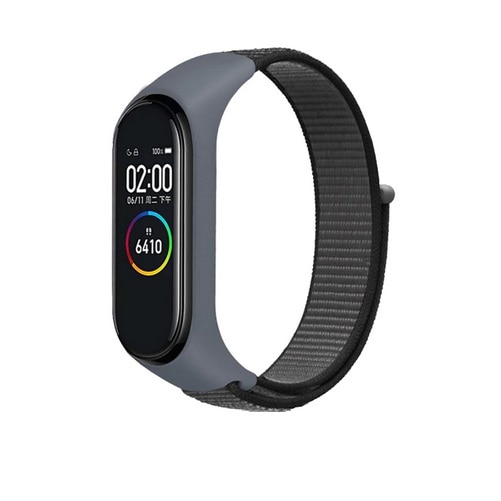 Curea Bratara Fitness compatibil Xiaomi Mi Band 3 / 4 / 5 / 6 din material textil cu arici rezistenta la apa, Gri