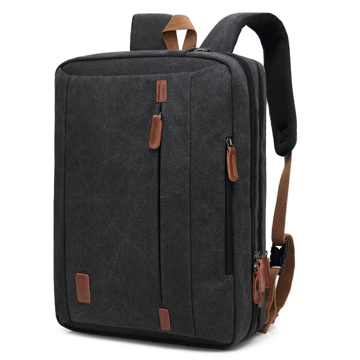 Rucsac convertibil pentru laptop 17.3", CoolBELL, Multifunctional, Material textil, Negru