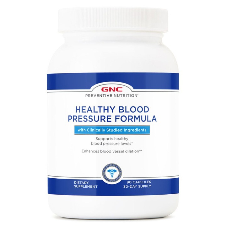 GNC Preventive Nutrition® Healthy Blood Pressure Formula, Formula pentru Reglarea Tensiunii Arteriale, 90 cps