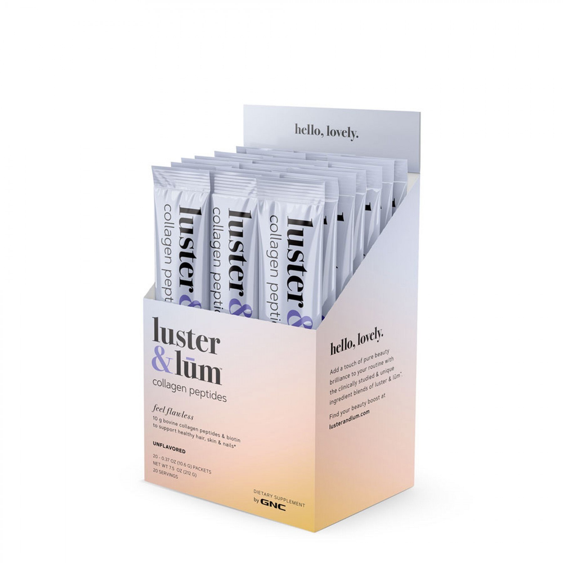 Colagen Peptide GNC luster & lum Collagen Peptides, Fara Aroma, 20 Pliculete