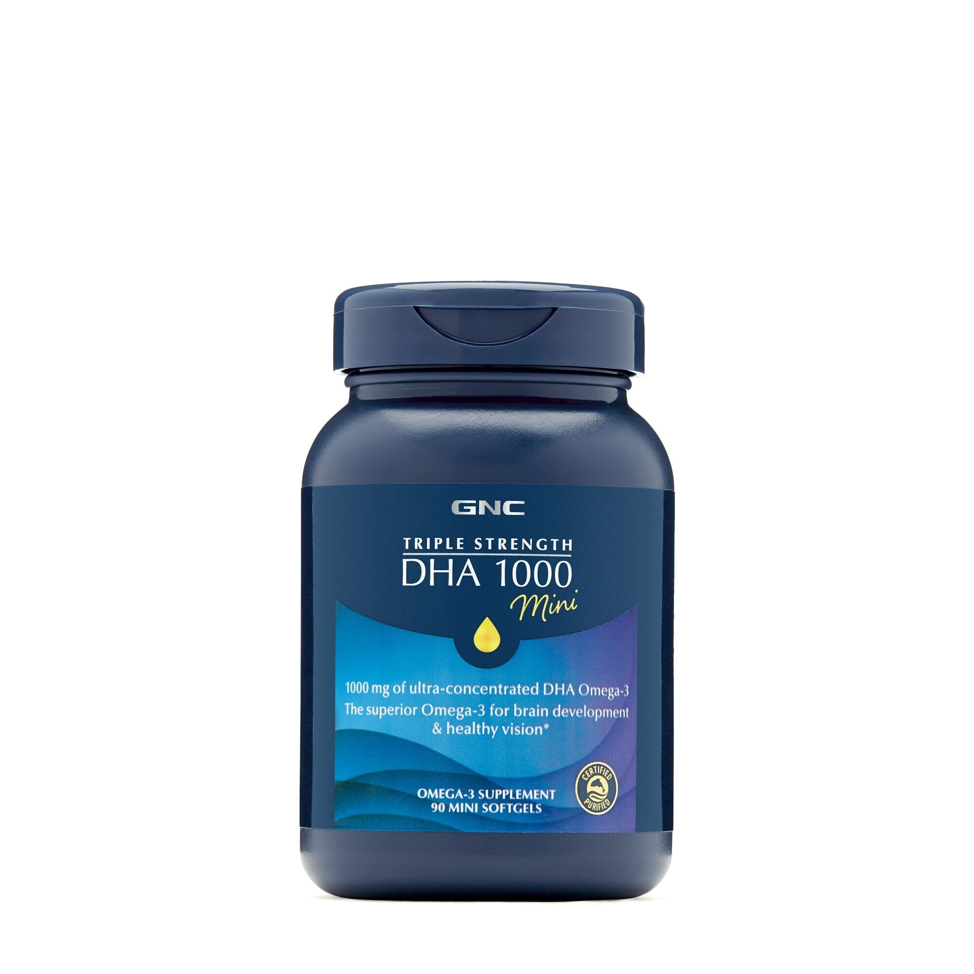 Acizii Grasi DHA Omega-3 Mini GNC, Triple Strength DHA 1000 Mini, 90 cps