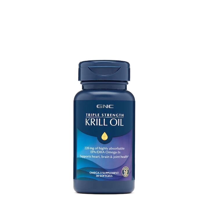 GNC Triple Strength Krill Oil, Ulei de Krill, 30 cps
