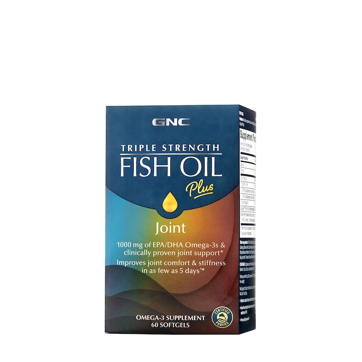 Ulei de Peste cu Suport Pentru Articulatii GNC, Triple Strength Fish Oil Plus Joint, 60 cps