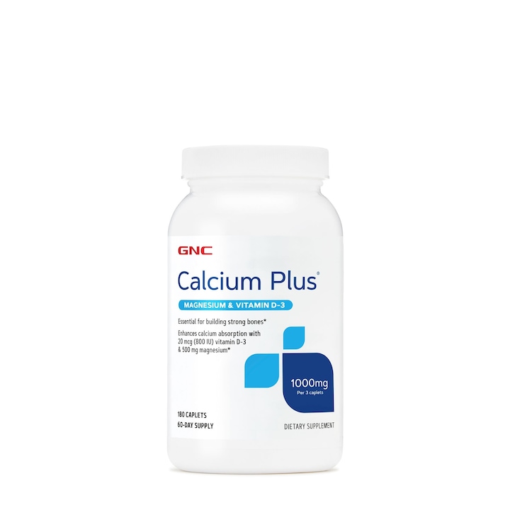 Calcium Plus® Magnesium & Vitamina D-3 GNC 1000 mg, 180 tb