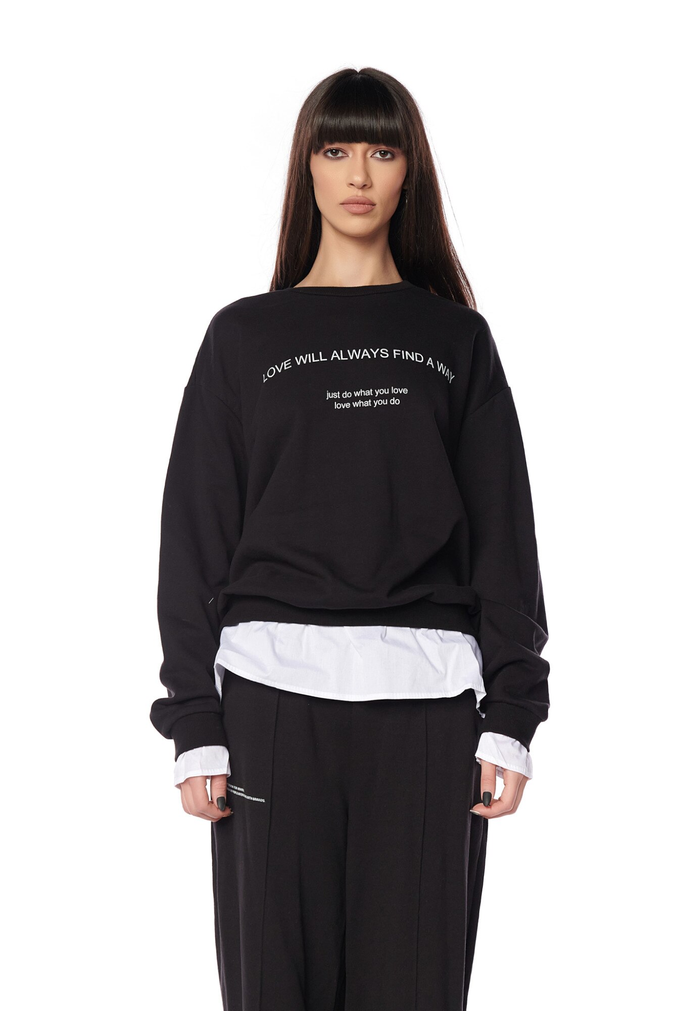 Hanorac din bumbac, CuAnna, mov, s-m, Negru, 36-38