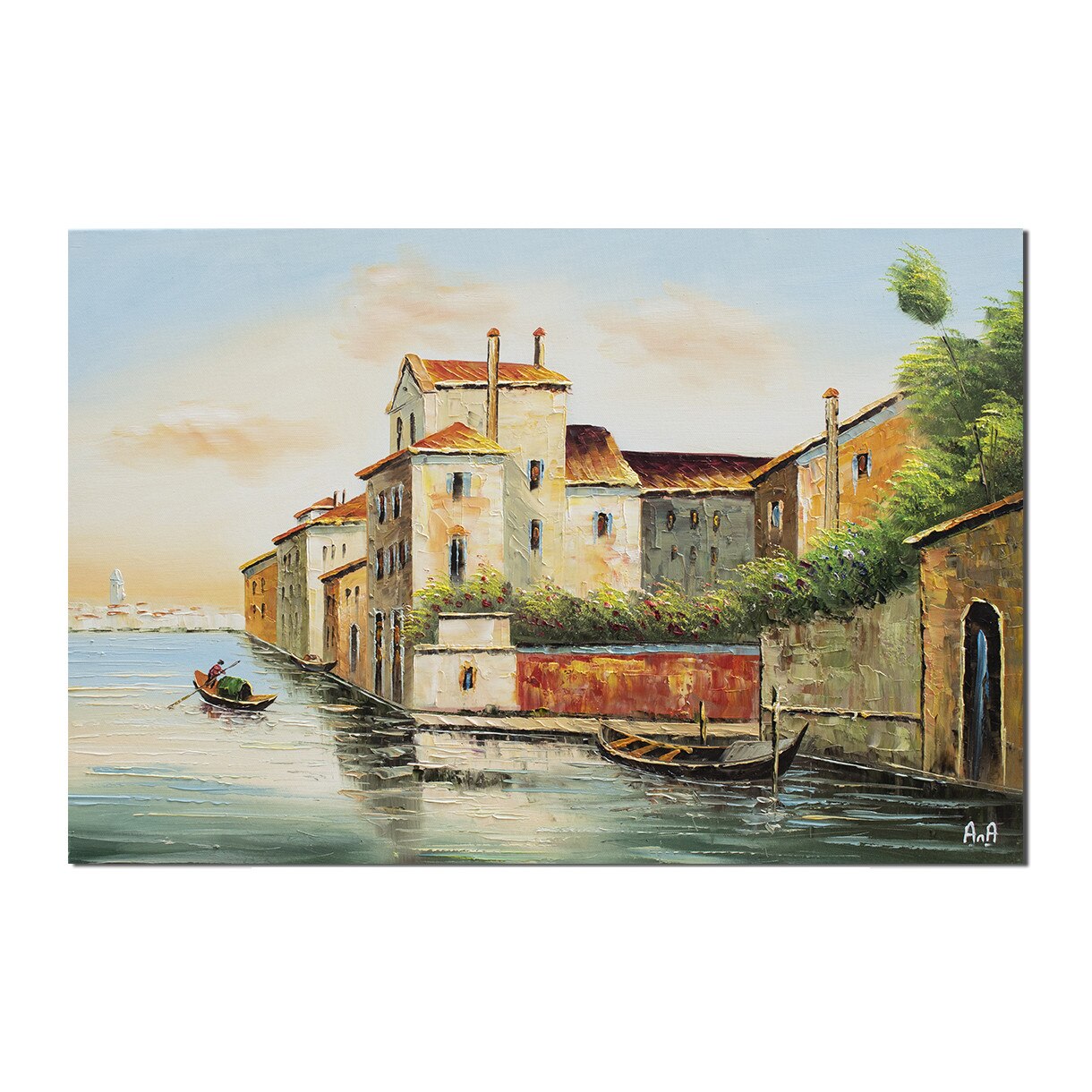 Tablou pictat manual, Artnova - Peisaj venetian - 90x60cm pictura ulei pe panza