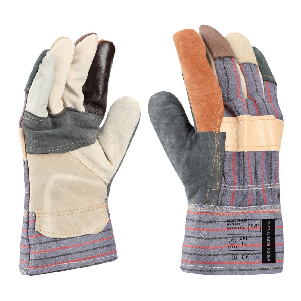 Manusi de protectie de iarna, captusite din piele de bovina Rocky Winter 2121X, culoare alb-mov, marimea 10