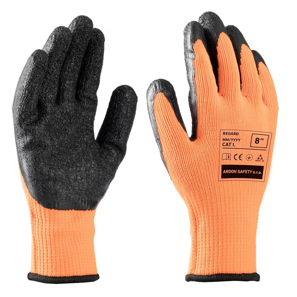 Manusi de protectie de iarna,imersate in latex, Regard, culoare portocaliu-negru, marimea 11