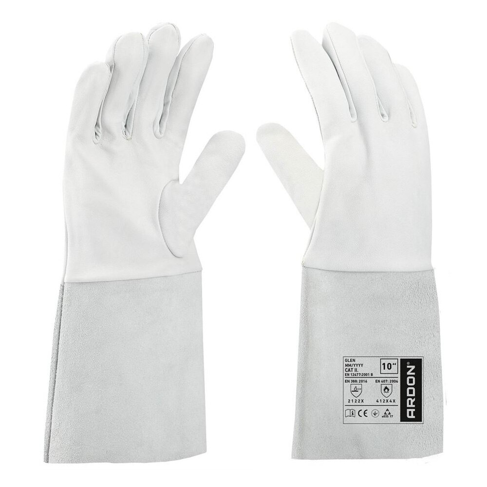 Manusi de protectie pentru sudura din piele de capra, 35 cm, Glen 3121 41XX4X, culoare gri, marimea 10