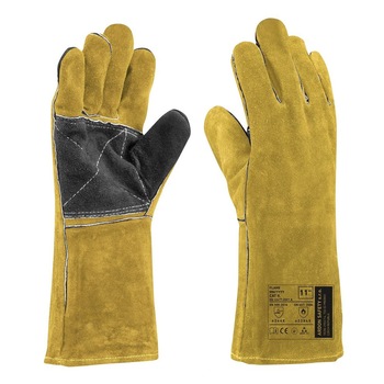 Manusi de protectie pentru sudura, ata kevlar, 35 cm, Flame 4244X, culoare galben-gri, marimea 11 Manusi de protectie pentru sudura, ata kevlar, 35 cm, Flame 4244X, culoare galben-gri, marimea 11