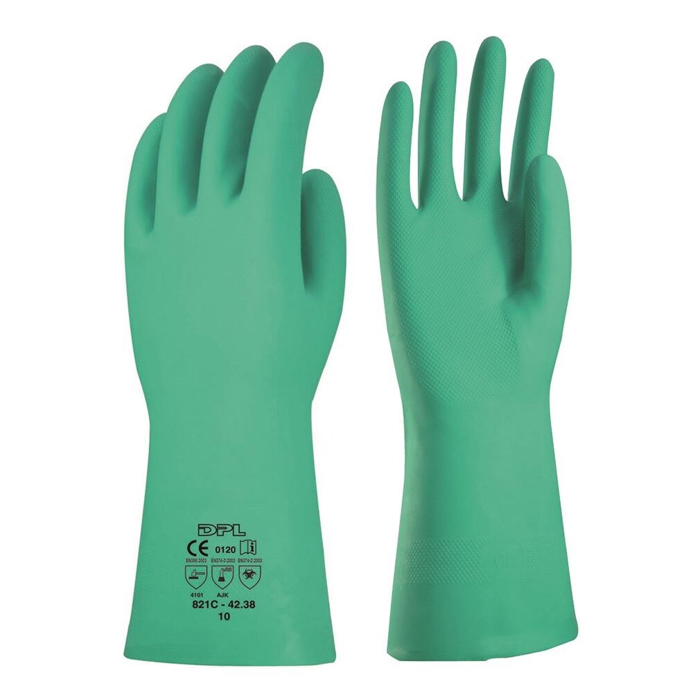 Manusi de protectie antichimice nitril Interface Plus - 0,42MM/380MM 4101X AJKL, culoare verde, marimea 9