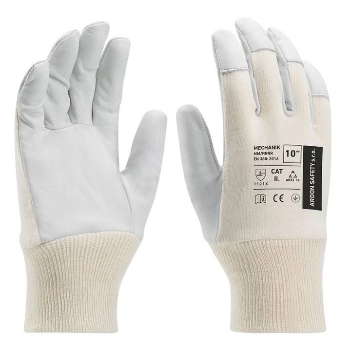 Manusi de protectie din piele de capra Mechanik gri 1121X, culoare gri, marimea 8