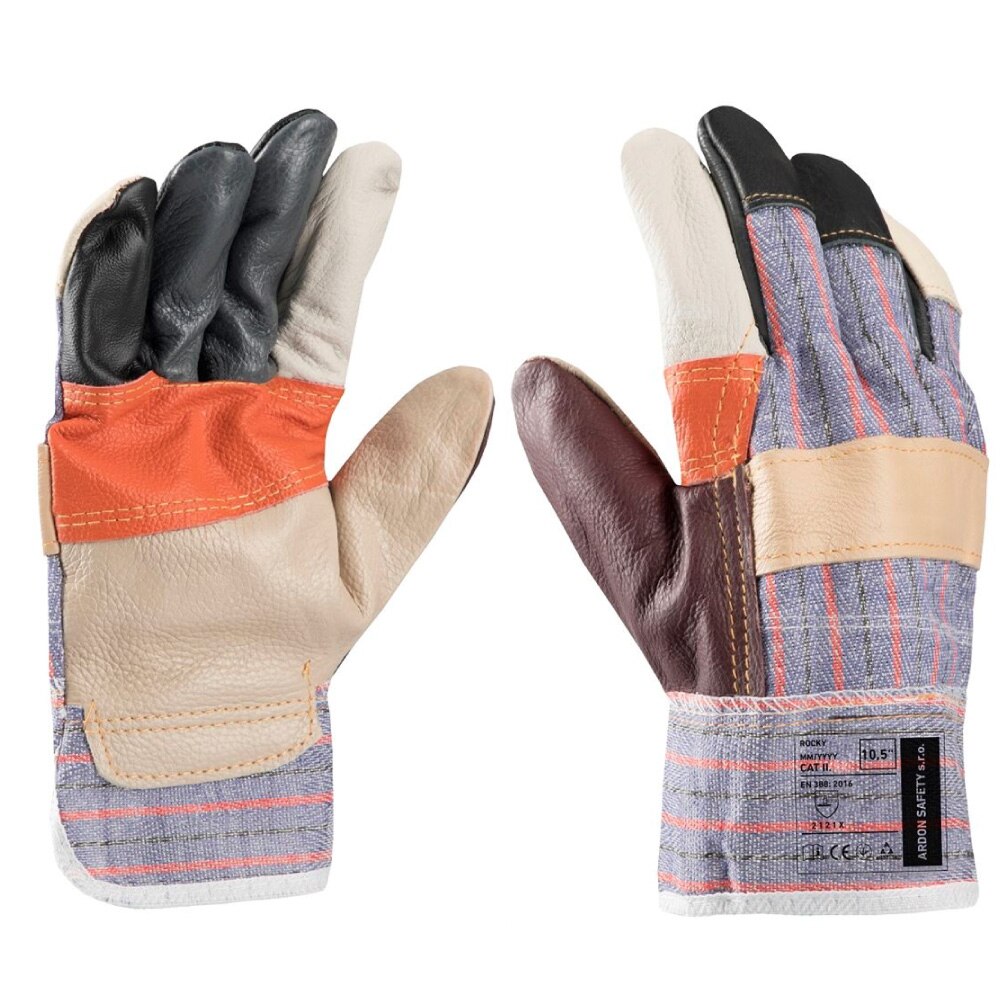 Manusi de protectie din piele bovina mobila Rocky maro 2121X, culoare gri - mov, marimea 10