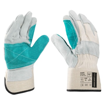 Manusi de protectie din spalt bovina Mary gri/verde 4134X, culoare gri - verde, marimea 10 Manusi de protectie din spalt bovina Mary gri/verde 4134X, culoare gri - verde, marimea 10