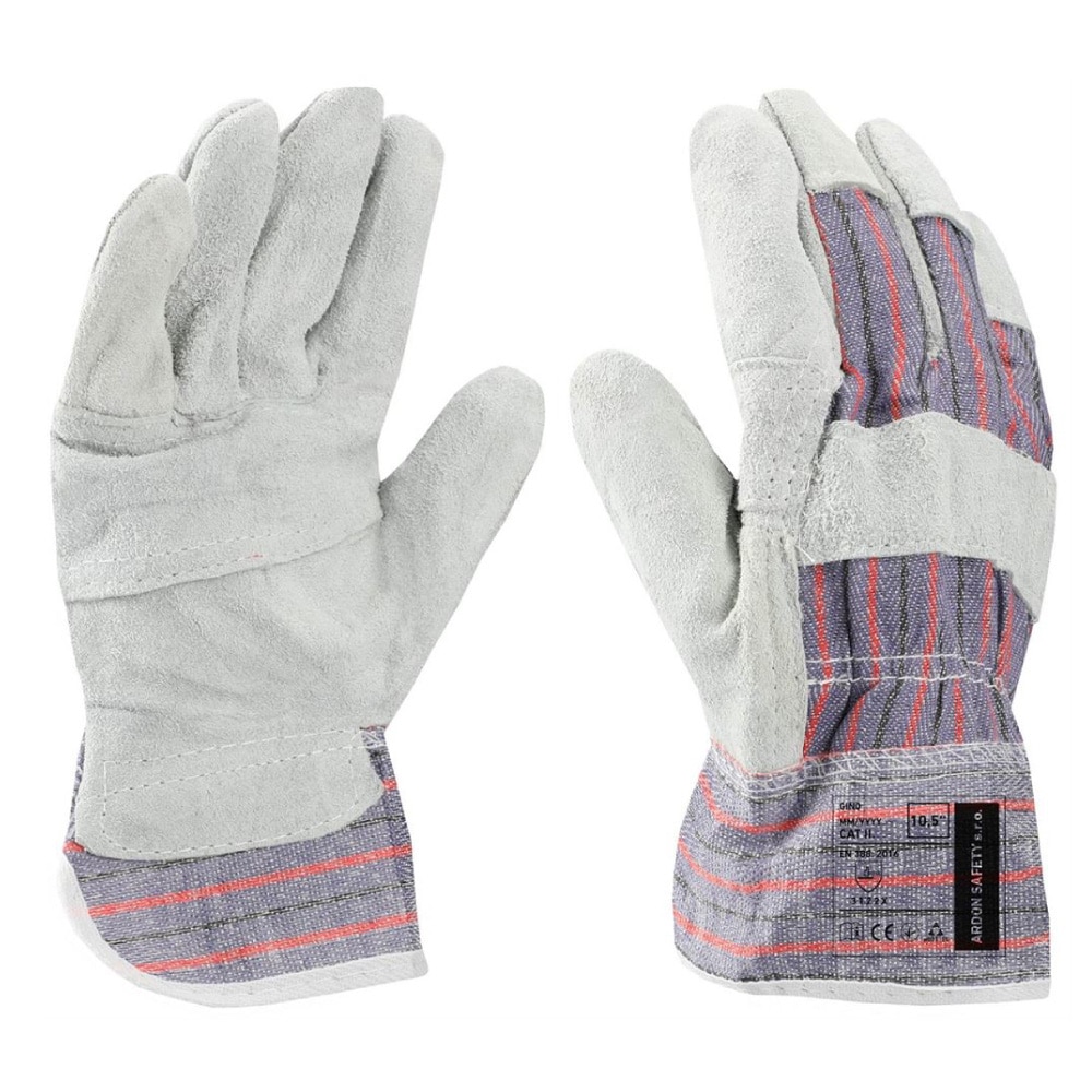 Manusi de protectie din spalt bovina Gino 3122X, culoare gri - mov, marimea 10