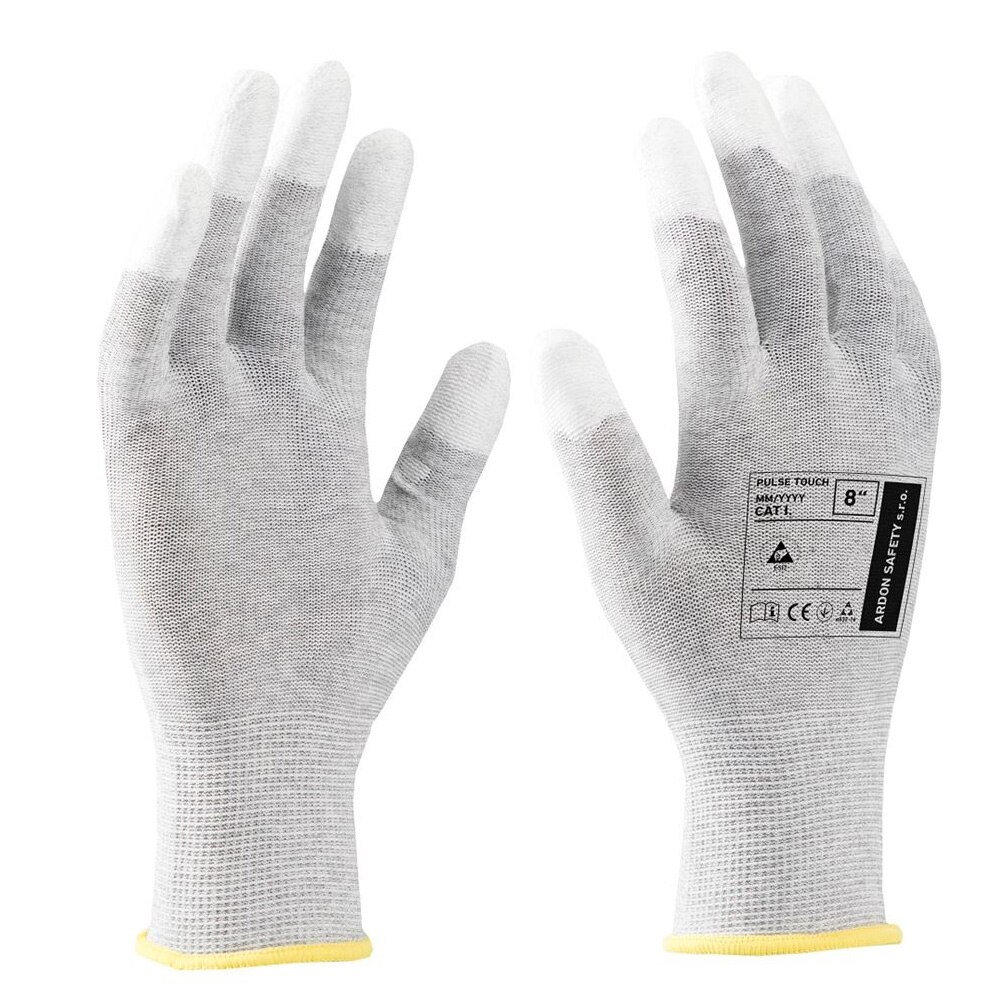 Manusi de protectie antistatice imersate in PU - ESD - Pulse Touch - gri, culoare gri, marimea 6