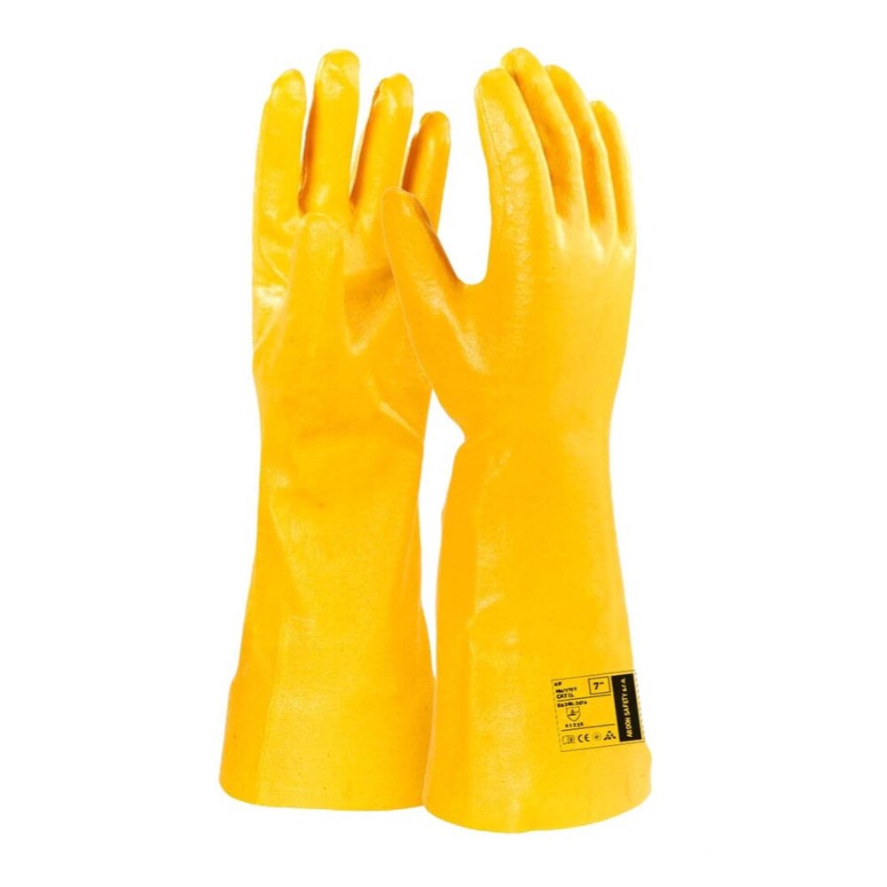 Manusi de protectie imersate in nitril total NIF - 35 cm - 4122X, culoare galben, marimea Universal