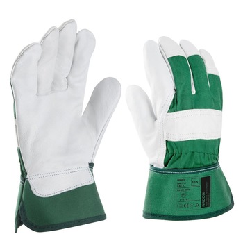 Manusi de protectie din piele de bovina Bremen bej/verde 2122X, culoare bej - verde, marimea Universal Manusi de protectie din piele de bovina Bremen bej/verde 2122X, culoare bej - verde, marimea Universal