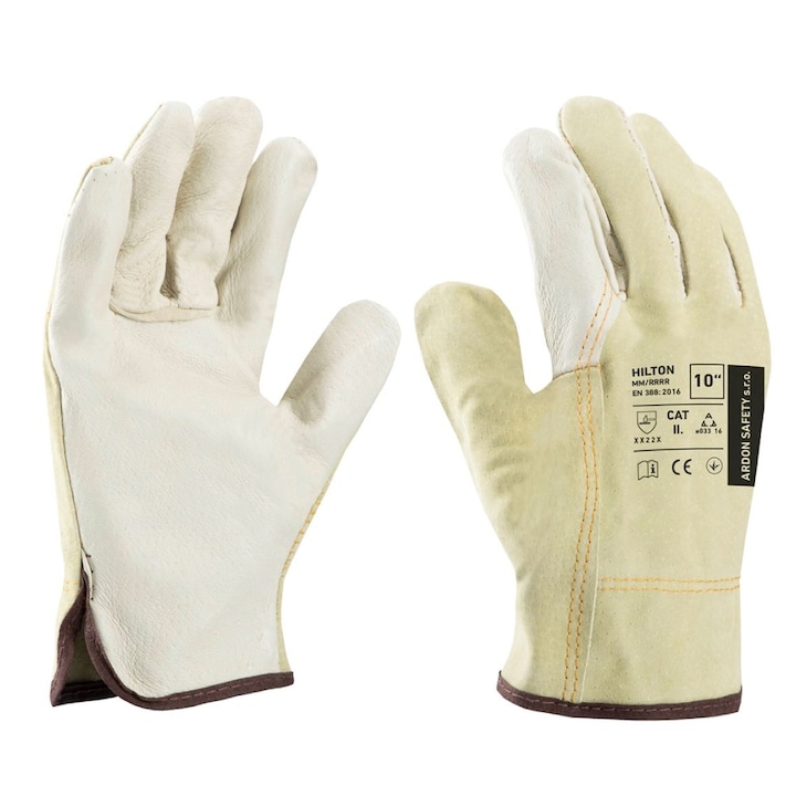 Защитни ръкавици Hilton от свинска кожа - бежови XX22X, бежов цвят, размер 10