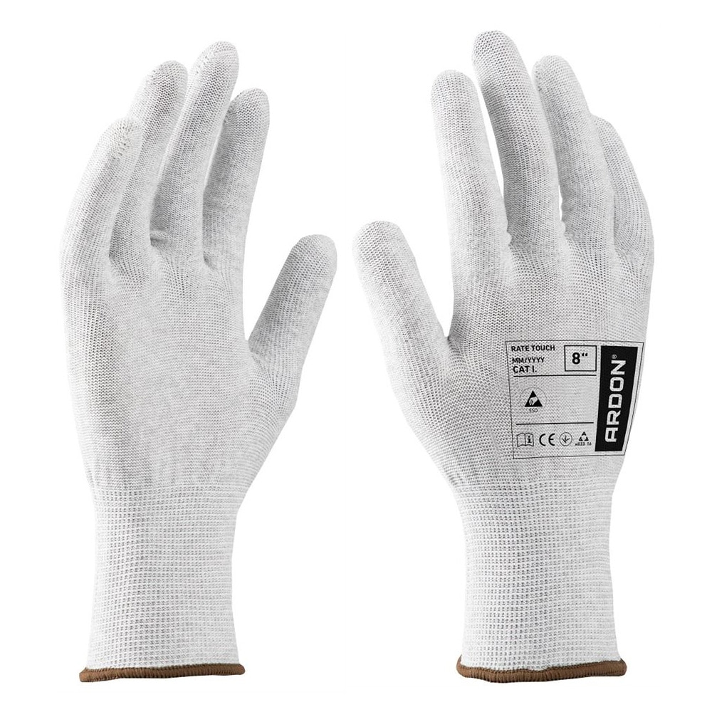 Manusi de protectie antistatice - ESD - Rate Touch - gri, culoare gri, marimea 6