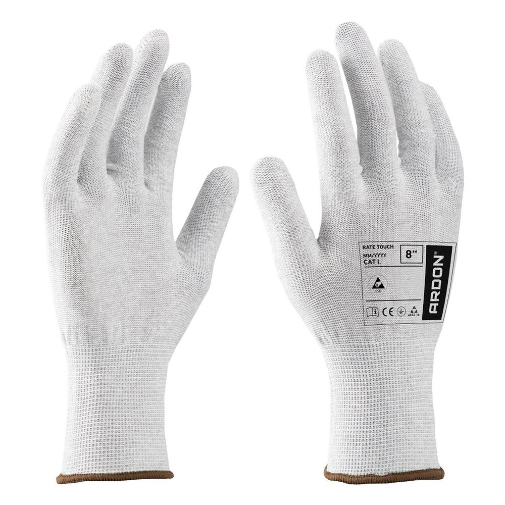 Manusi de protectie antistatice - ESD - Rate Touch - gri, culoare gri, marimea 8