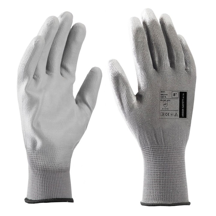Защитни ръкавици с длан потопена в полиуретан Buck - сиви - 4131X, цвят сив, размер 6