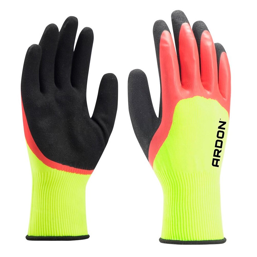 Manusi de protectie imersate in latex Petrax Double - galben/rosu - 2141X, culoare galben - rosu, marimea 10