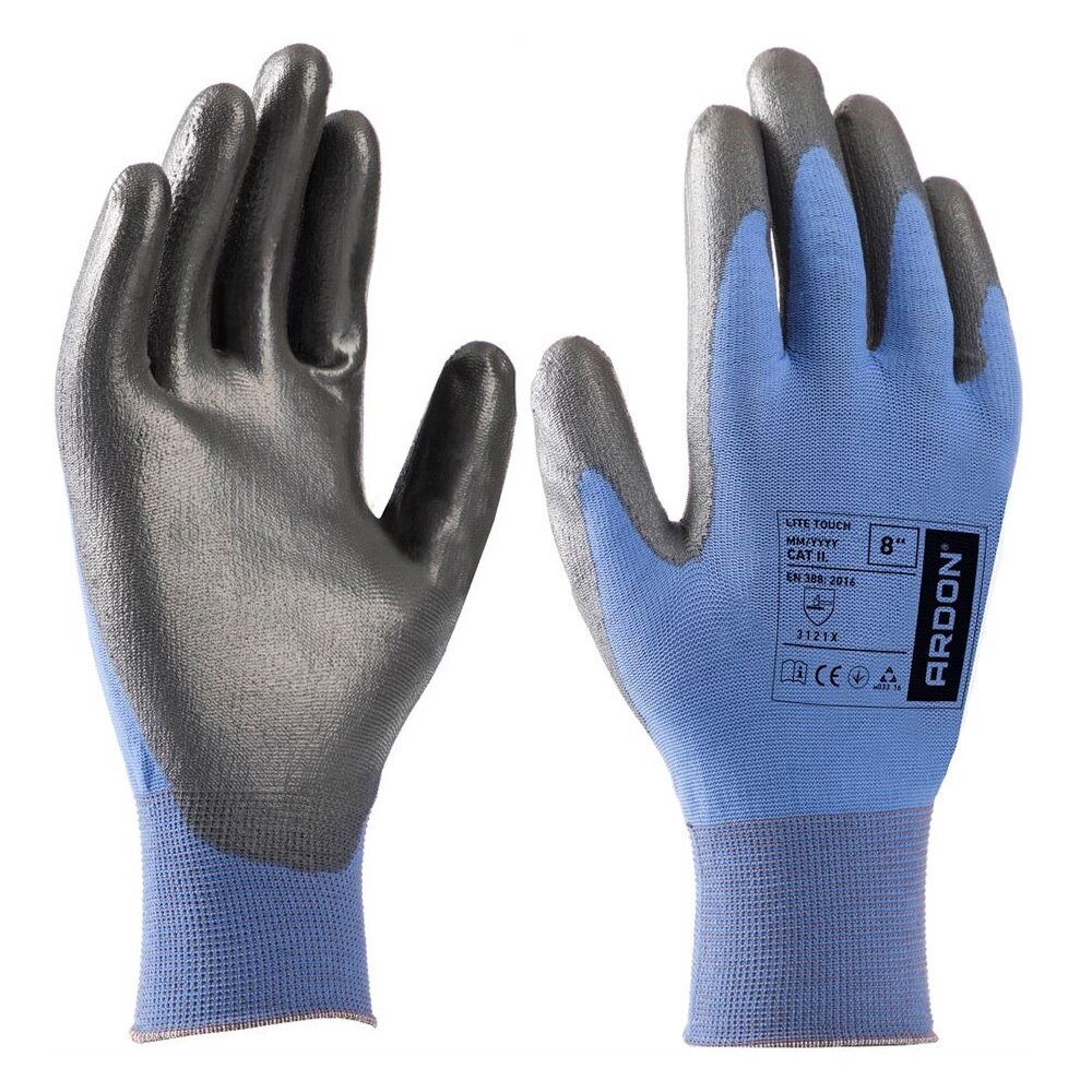 Manusi de protectie cu palma imersata in poliuretan Lite Touch - albastru - 3121X, culoare albastru, marimea 11