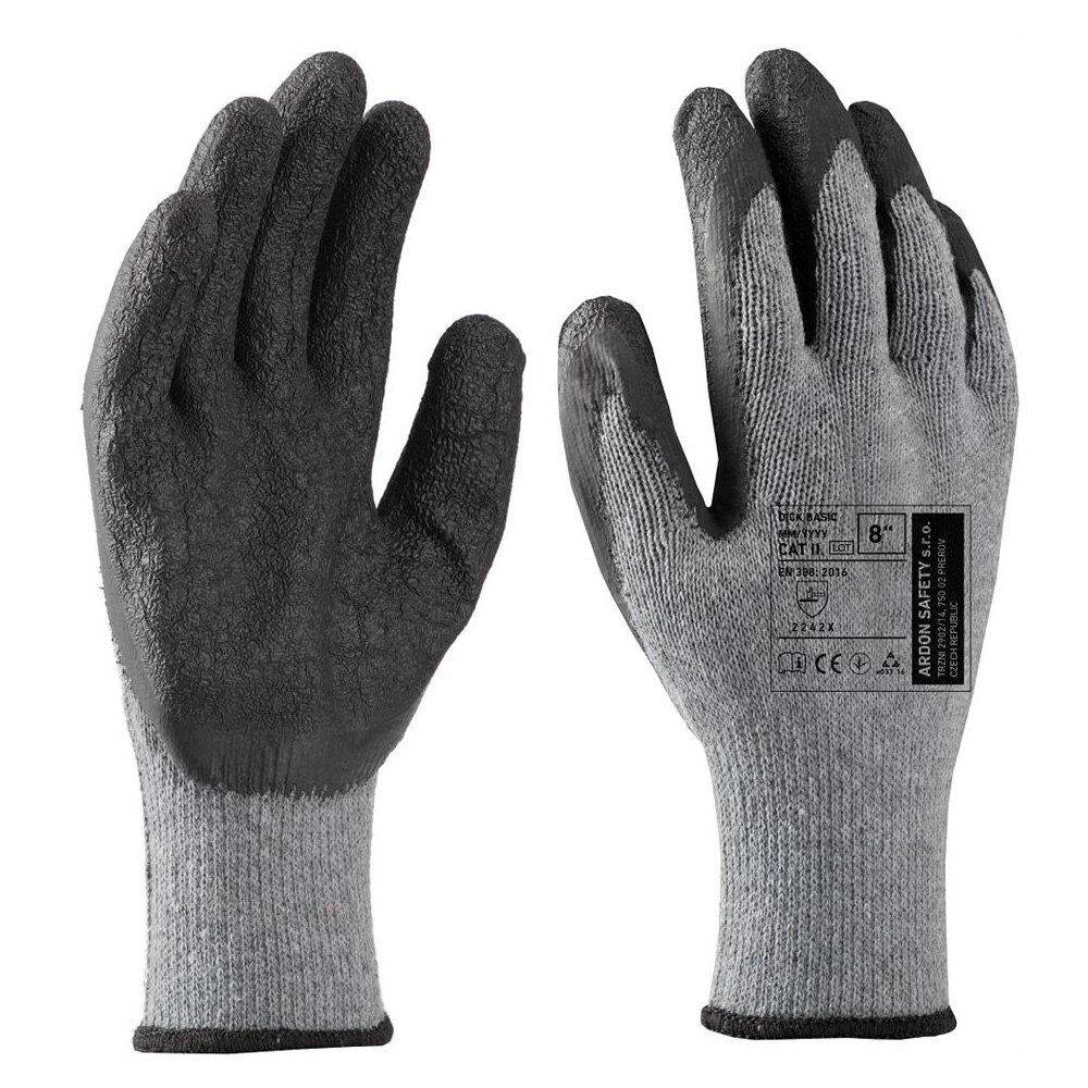 Manusi de protectie cu palma imersata in latex Dick Basic gri/negru 2242X, culoare gri - negru, marimea 10