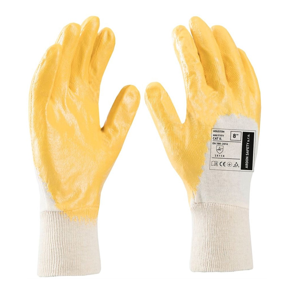 Manusi de protectie imersate in nitril 3/4 Houston - gri/galben - 3121X, culoare gri - galben, marimea 9