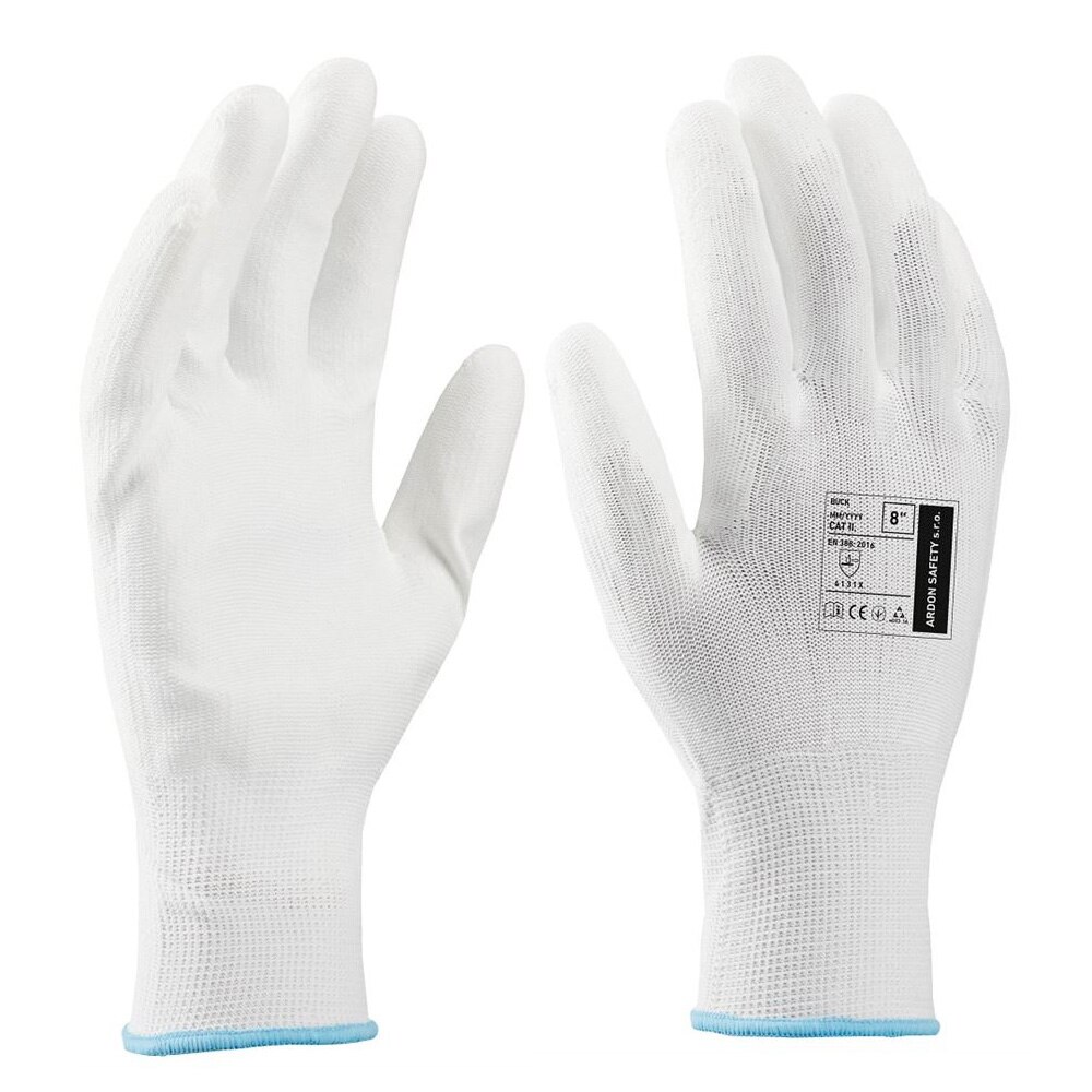 Manusi de protectie cu palma imersata in poliuretan Buck - alb - 4131X, culoare alb, marimea 7