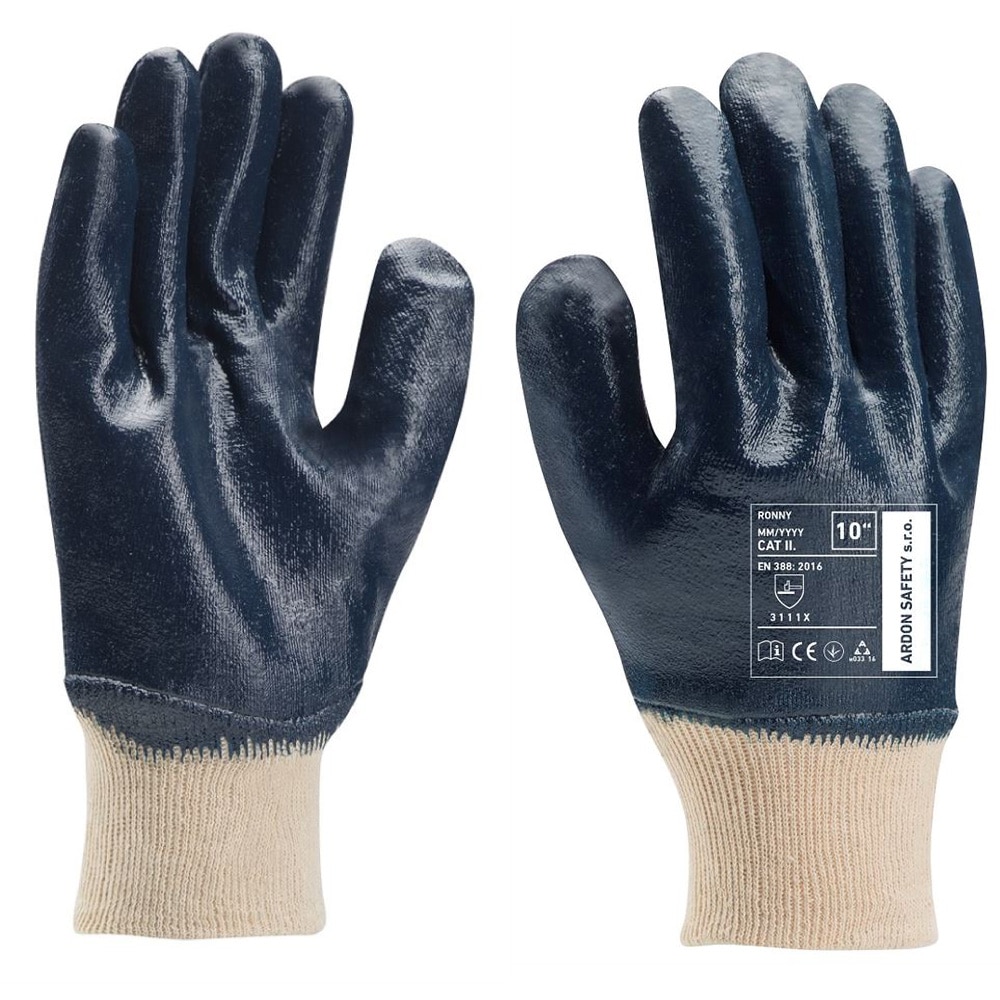 Manusi de protectie imersate total in nitril Ronny- 3111X, culoare bleumarin, marimea 9