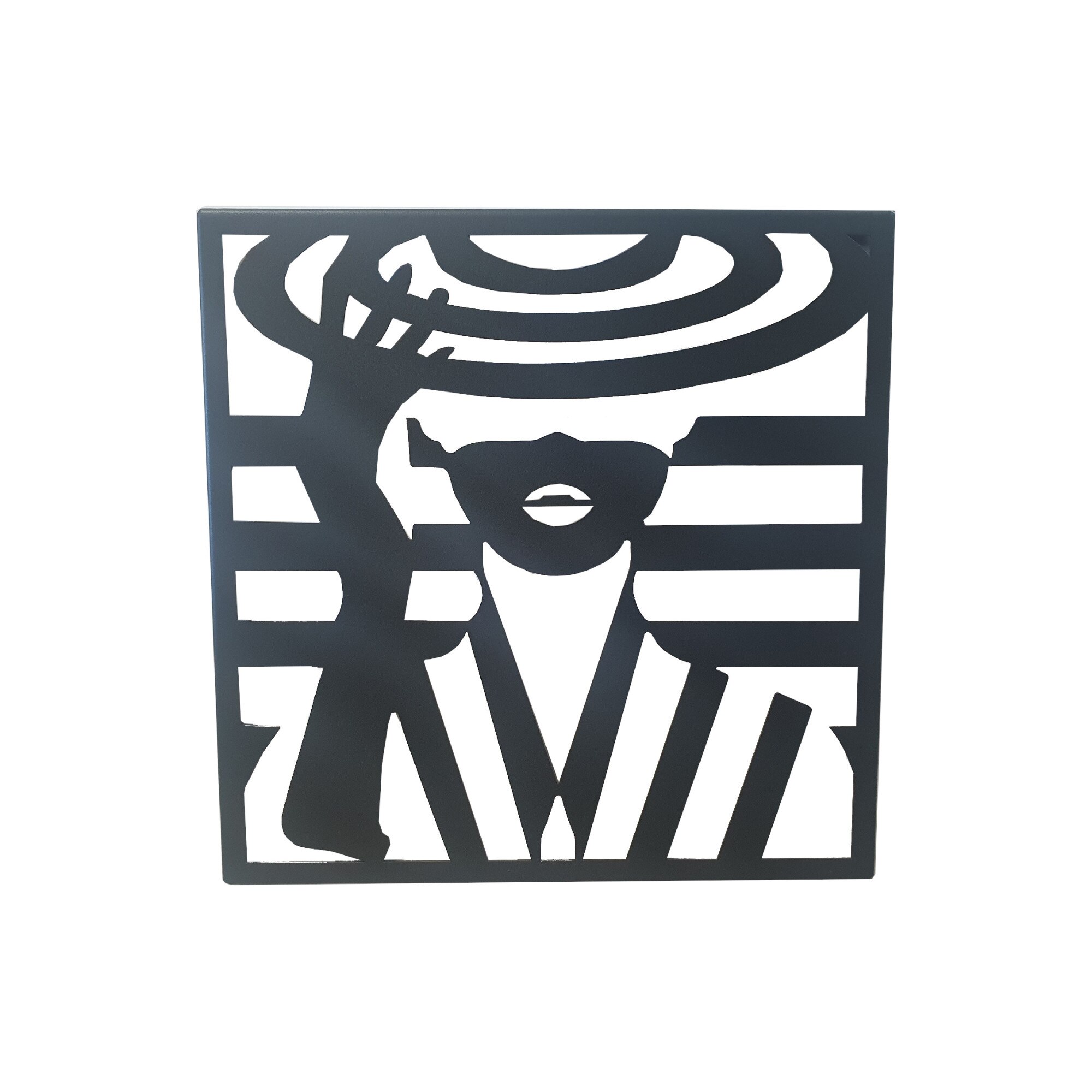 Silueta doamna cu palarie 49x49 cm, art decor, Antracit