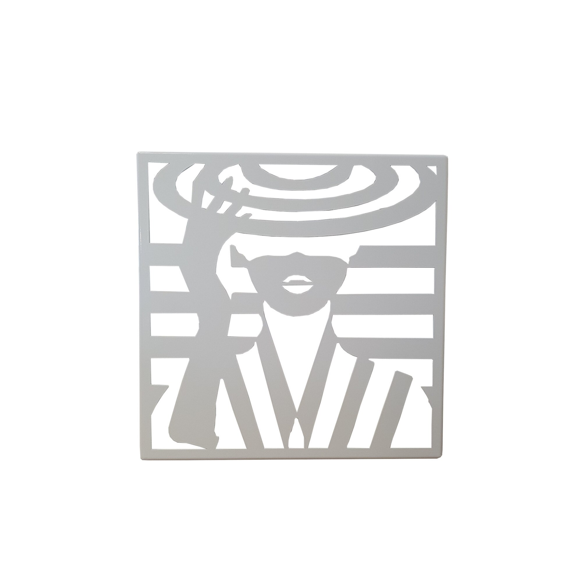 Silueta doamna cu palarie 49x49 cm, art decor, Alb