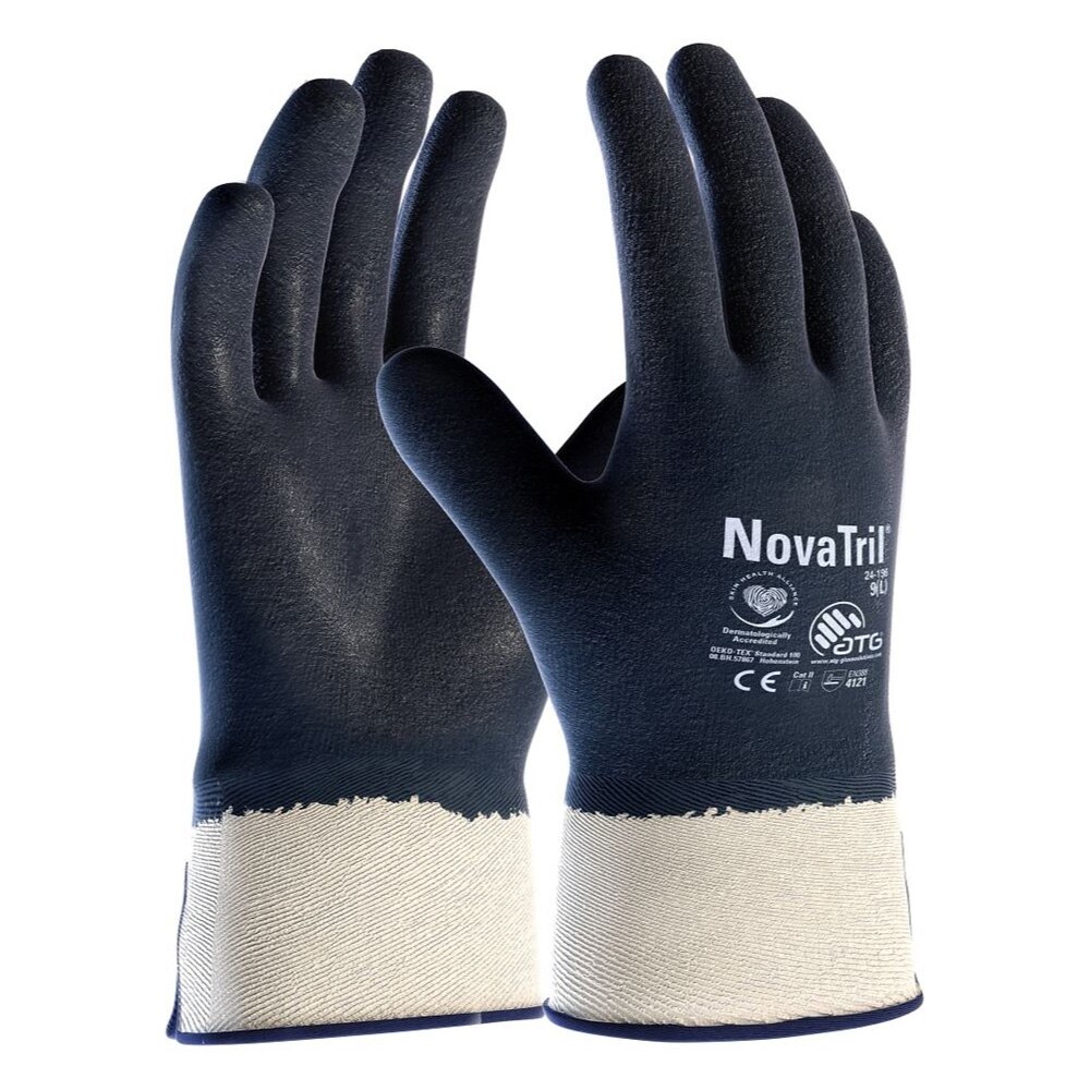 Manusi de protectie NovaTril - complet impregnate in nitril - 4121X (24 196), culoare albastru, marimea 10