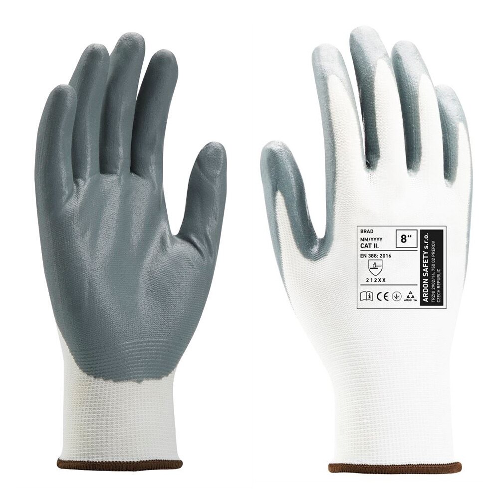 Manusi de protectie Brad - 3122XX, culoare alb - gri, marimea 6